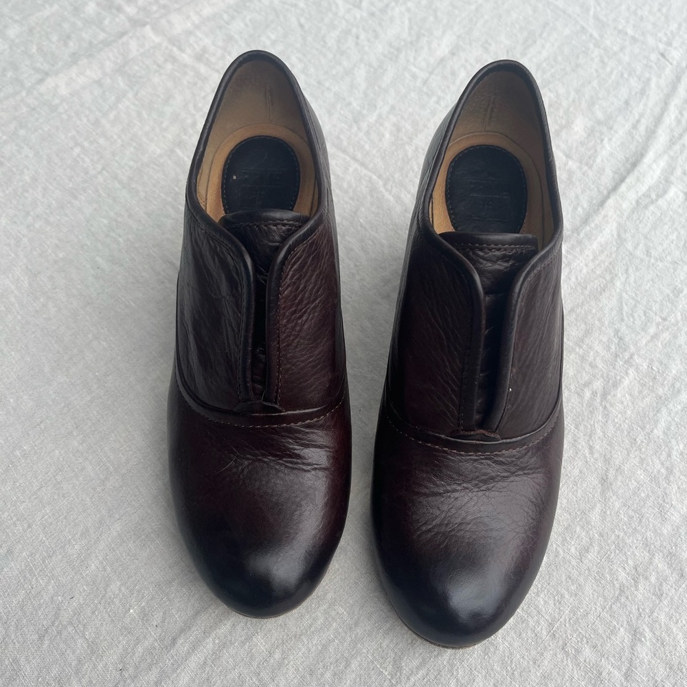 Frye Stella slip on in dark brown. Size 8.5.